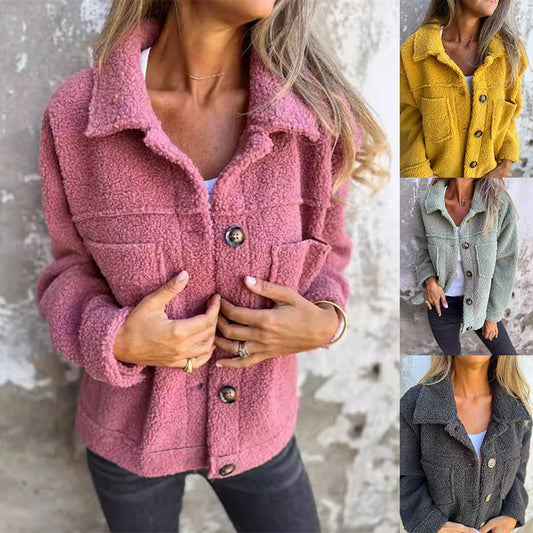 Veste en Tissu Sherpa avec Clo à Revers