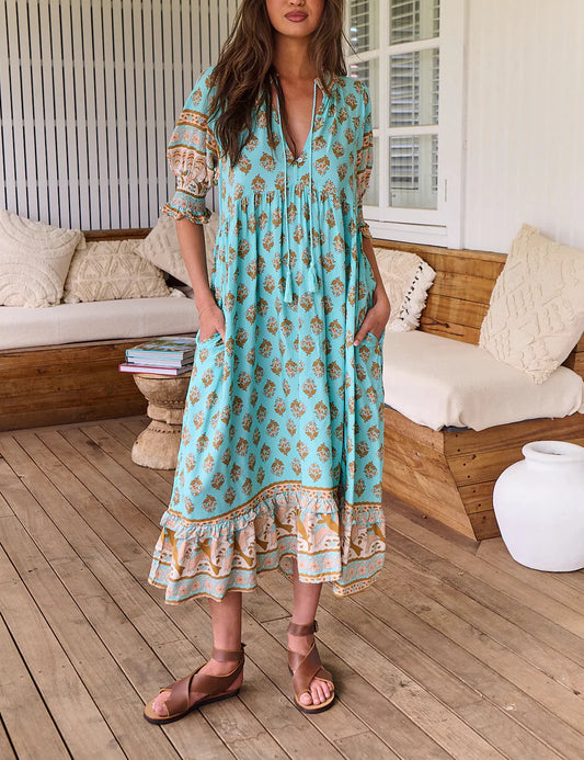 Léna | Robe Longue Bohème à Franges
